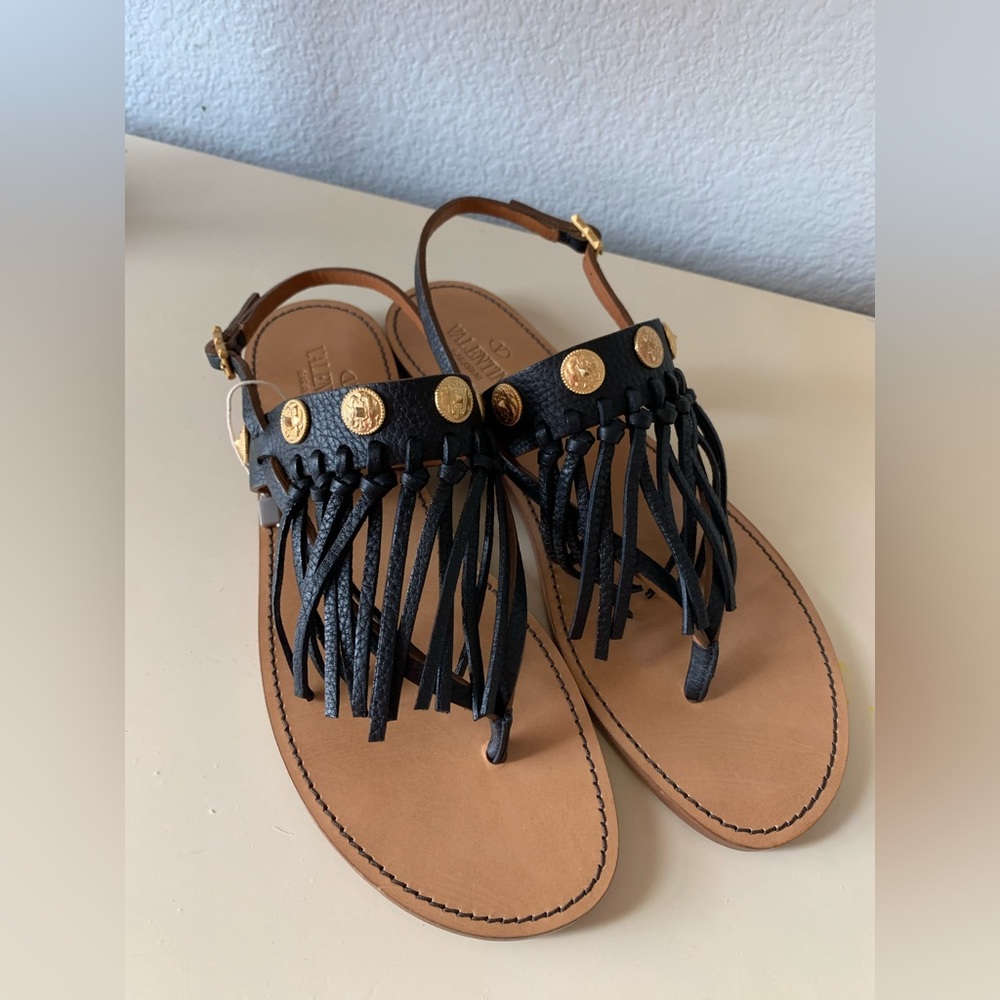 Valentino Garavani c rockee fringe sandals new Italian size 40
